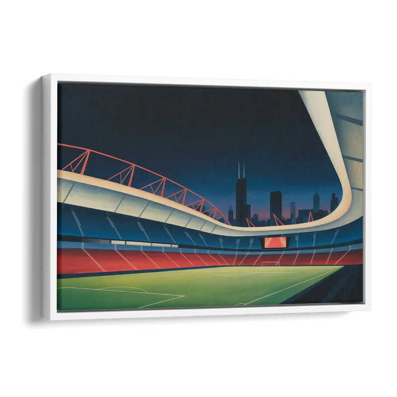 Chicago Fire FC Stadium Night Side - White Canvas Wall Art