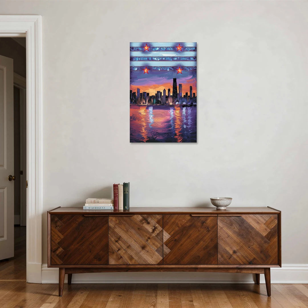 Chicago Flag Inspired Design - Canvas Wall Art - Coffee Table - 24x36