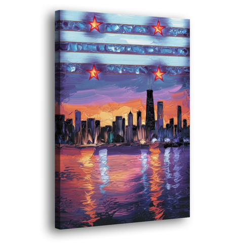 Chicago Flag Inspired Design - Canvas Wall Art - Side
