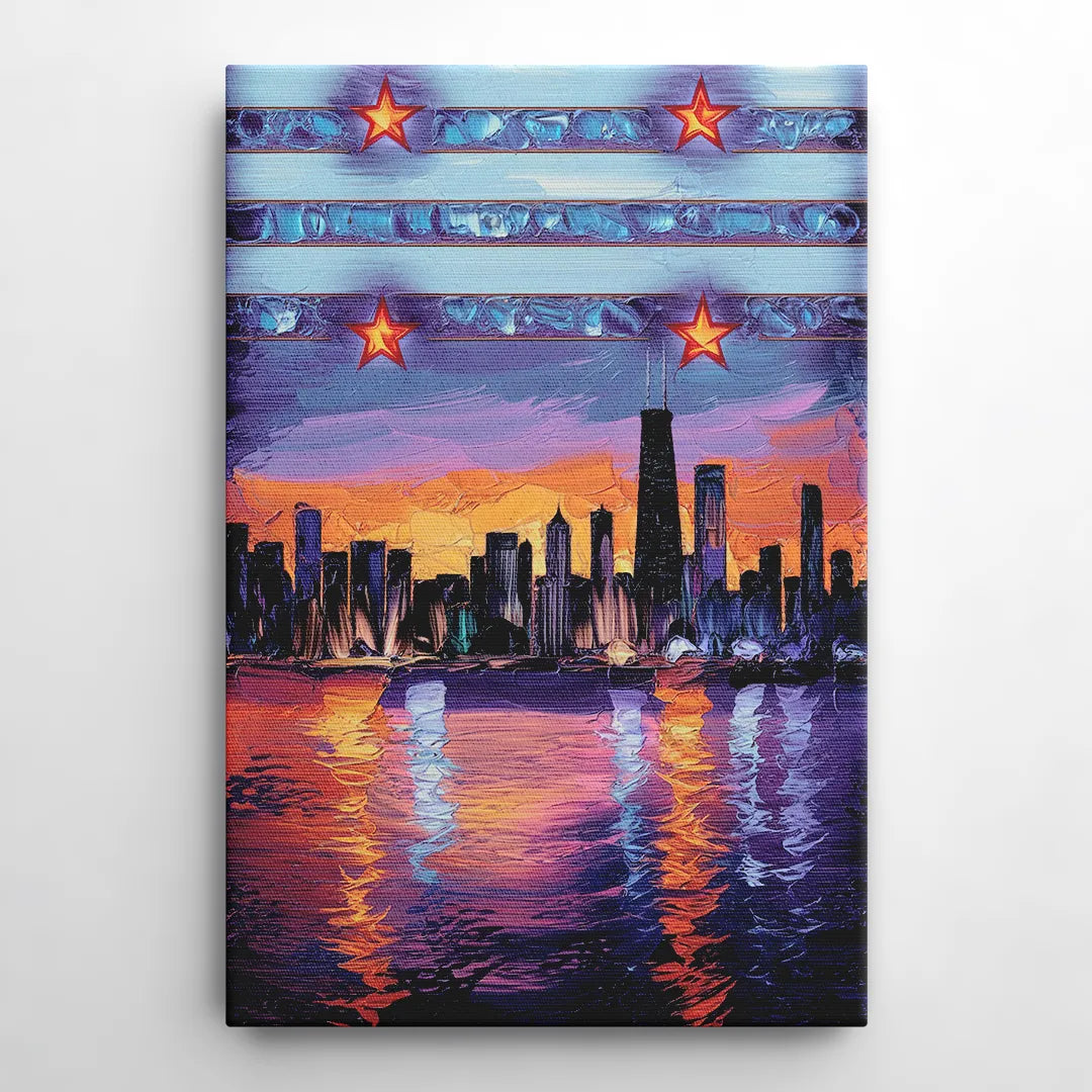 Chicago Flag Inspired Design - Canvas Wall Art