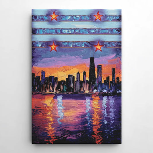 Chicago Flag Inspired Design - Canvas Wall Art