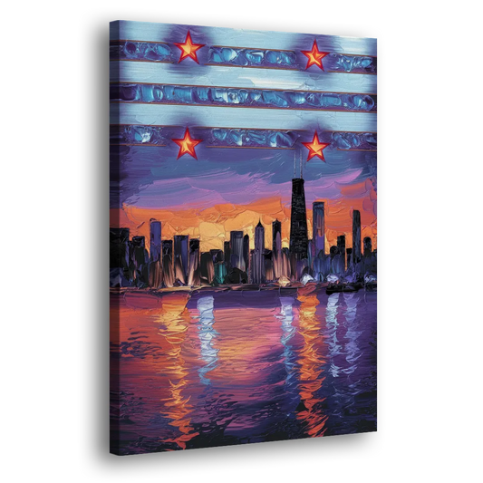 Chicago Flag Inspired Design Side - Canvas Wall Art