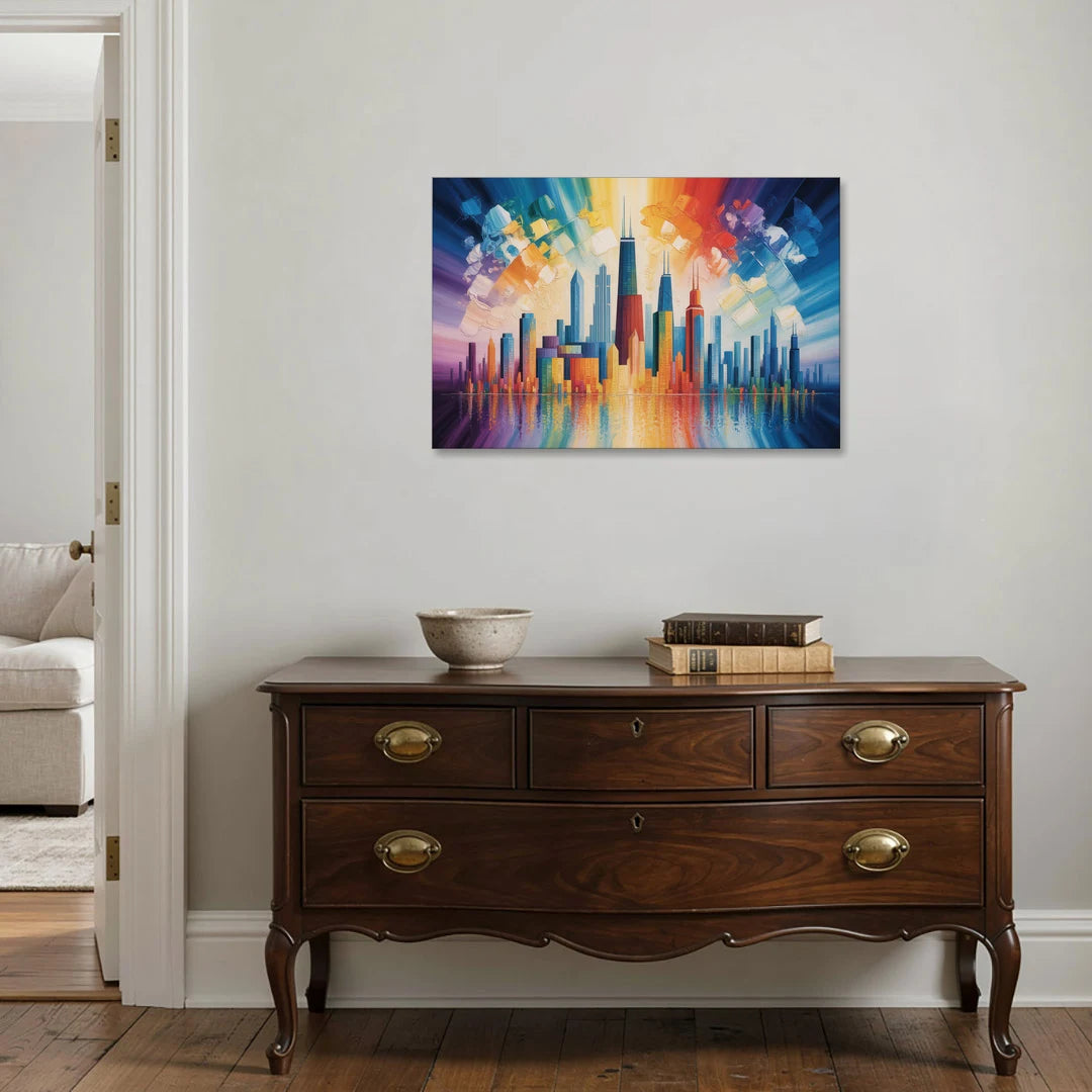 Chicago Geometric Skyline Abstraction - Canvas Wall Art - Coffee Table - 36x24