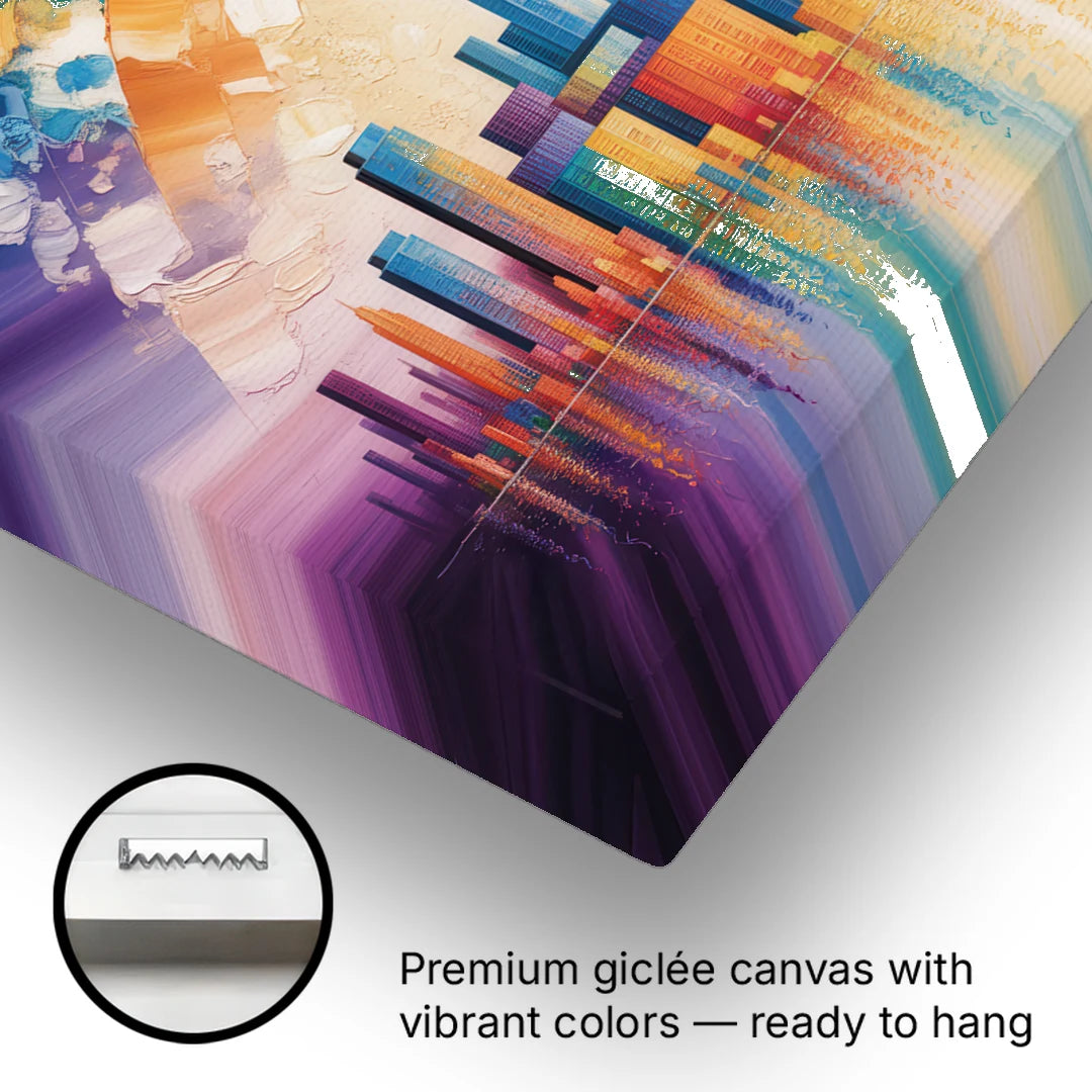 Chicago Geometric Skyline Abstraction - Canvas Wall Art - Gallery Wrap Corner