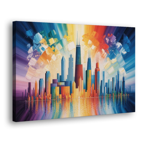 Chicago Geometric Skyline Abstraction - Canvas Wall Art - Side