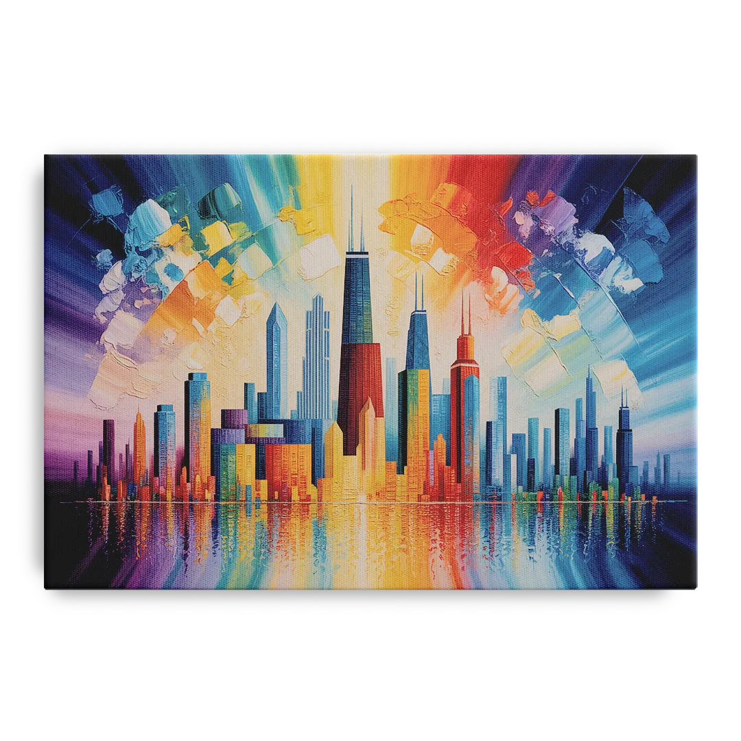 Chicago Geometric Skyline Abstraction Front - Canvas Wall Art