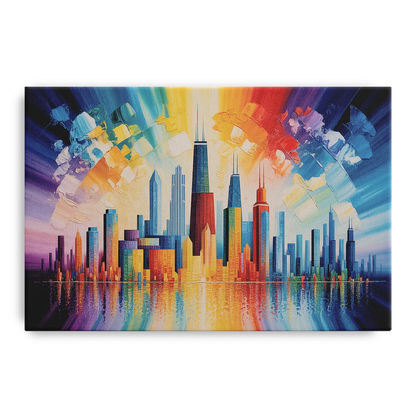 Chicago Geometric Skyline Abstraction Front - Canvas Wall Art