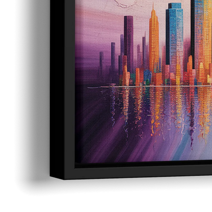 Chicago Geometric Skyline Abstraction - Close-Up Black Frame Canvas