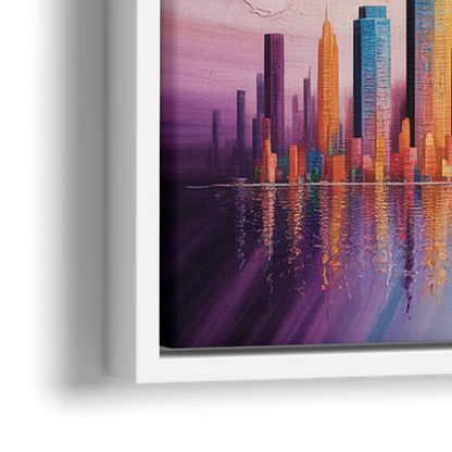 Chicago Geometric Skyline Abstraction - Close-Up White Frame Canvas