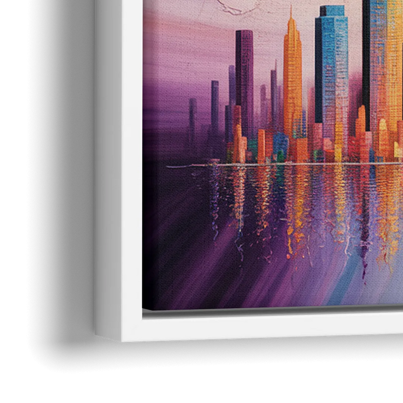 Chicago Geometric Skyline Abstraction - Close-Up White Frame Canvas
