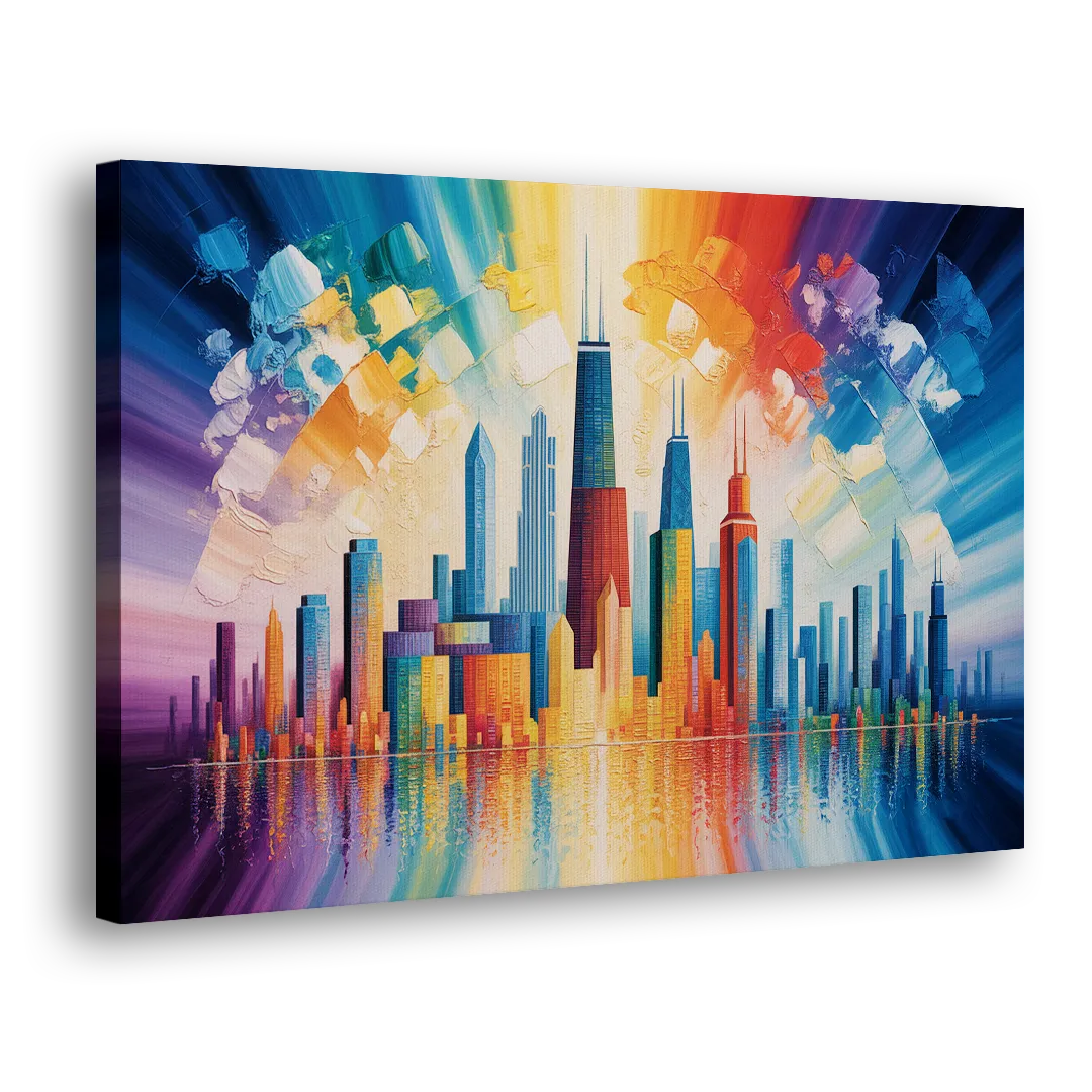 Chicago Geometric Skyline Abstraction Side - Canvas Wall Art