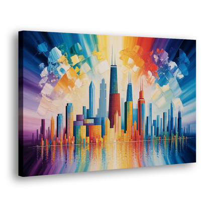 Chicago Geometric Skyline Abstraction - Canvas Print Art Sides