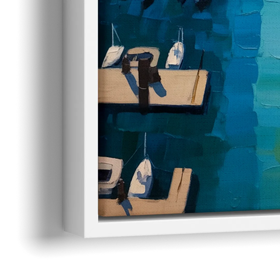 Chicago Harbor Aerial View - Close-Up White Frame Canvas