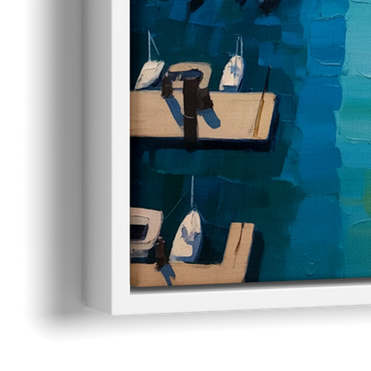 Chicago Harbor Aerial View - Close-Up White Frame Canvas