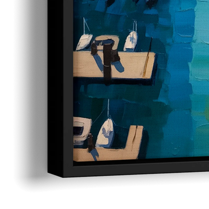 Chicago Harbor Aerial View - Close-Up Black Frame Canvas