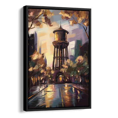 Chicago Historic Water Tower Side - Black Canvas Wall Art