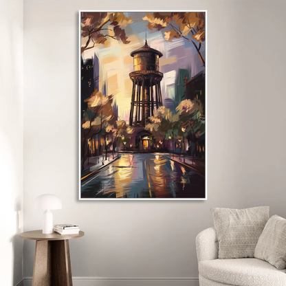 Chicago Historic Water Tower Sitting Room - White Canvas Wall Art