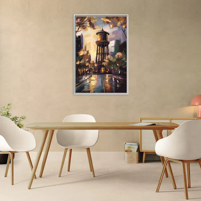 Chicago Historic Water Tower - Living Room White Frame Canvas