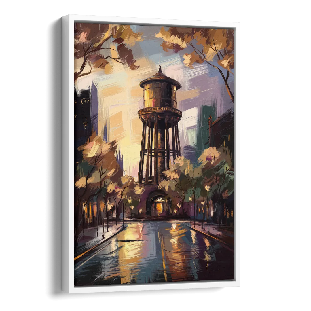 Chicago Historic Water Tower Side - White Canvas Wall Art