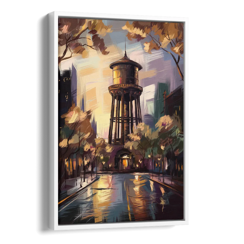 Chicago Historic Water Tower Side - White Canvas Wall Art