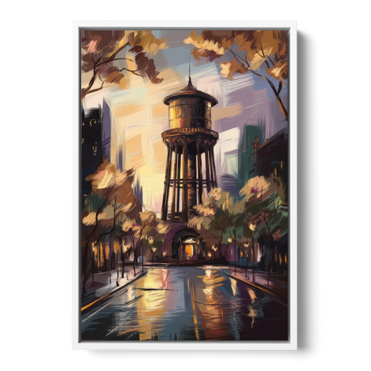 Chicago Historic Water Tower - White Framed Canvas Wall Art - Front
