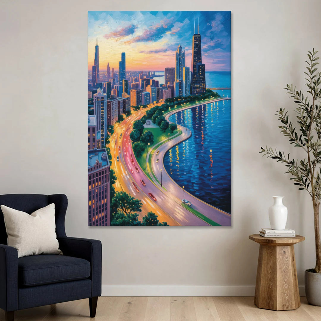 Chicago Lake Shore Drive - Canvas Wall Art - Sofa - 40x60
