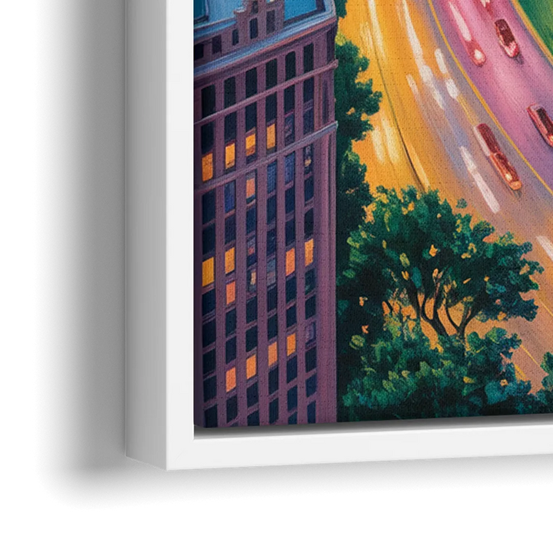 Chicago Lake Shore Drive - Close-Up White Frame Canvas