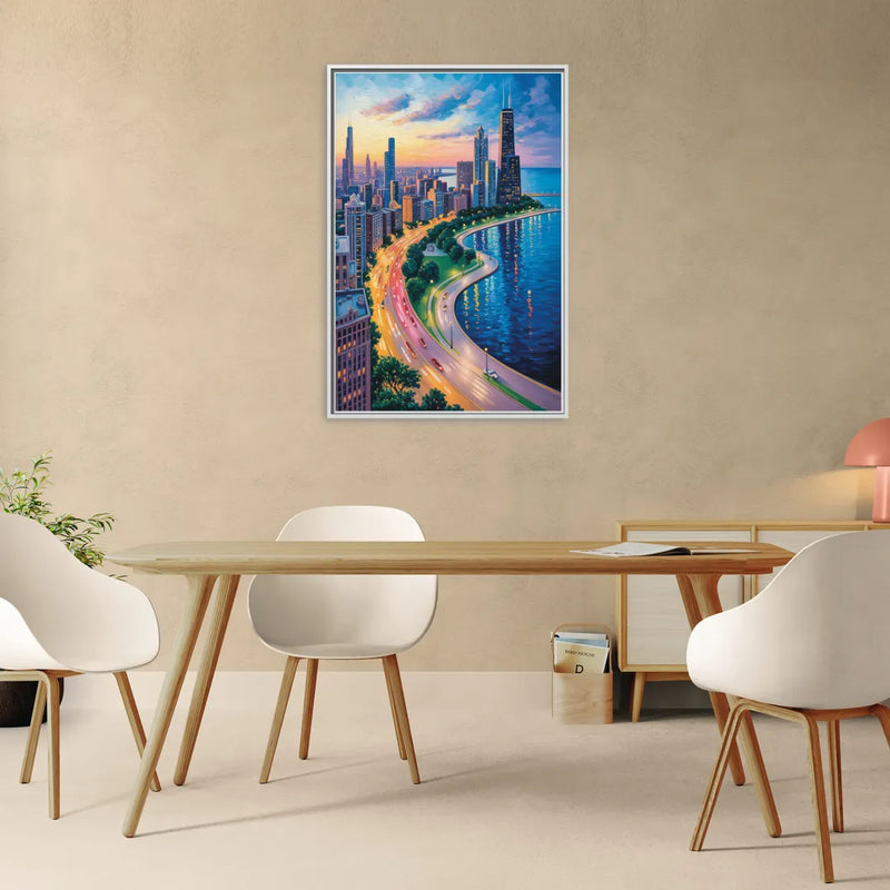 Chicago Lake Shore Drive - Living Room White Frame Canvas