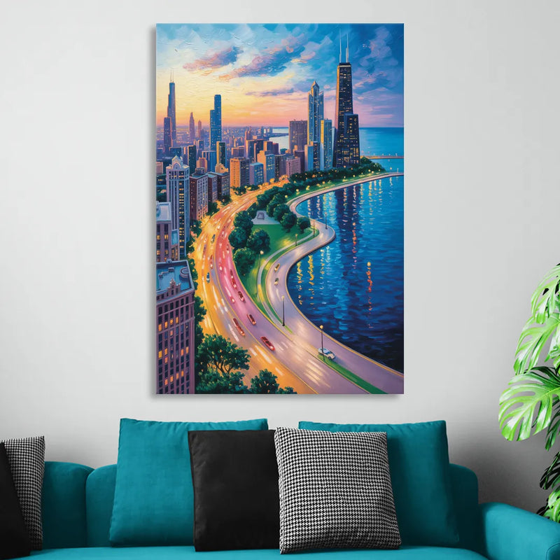 Chicago Lake Shore Drive Sitting Room - Canvas Wall Art