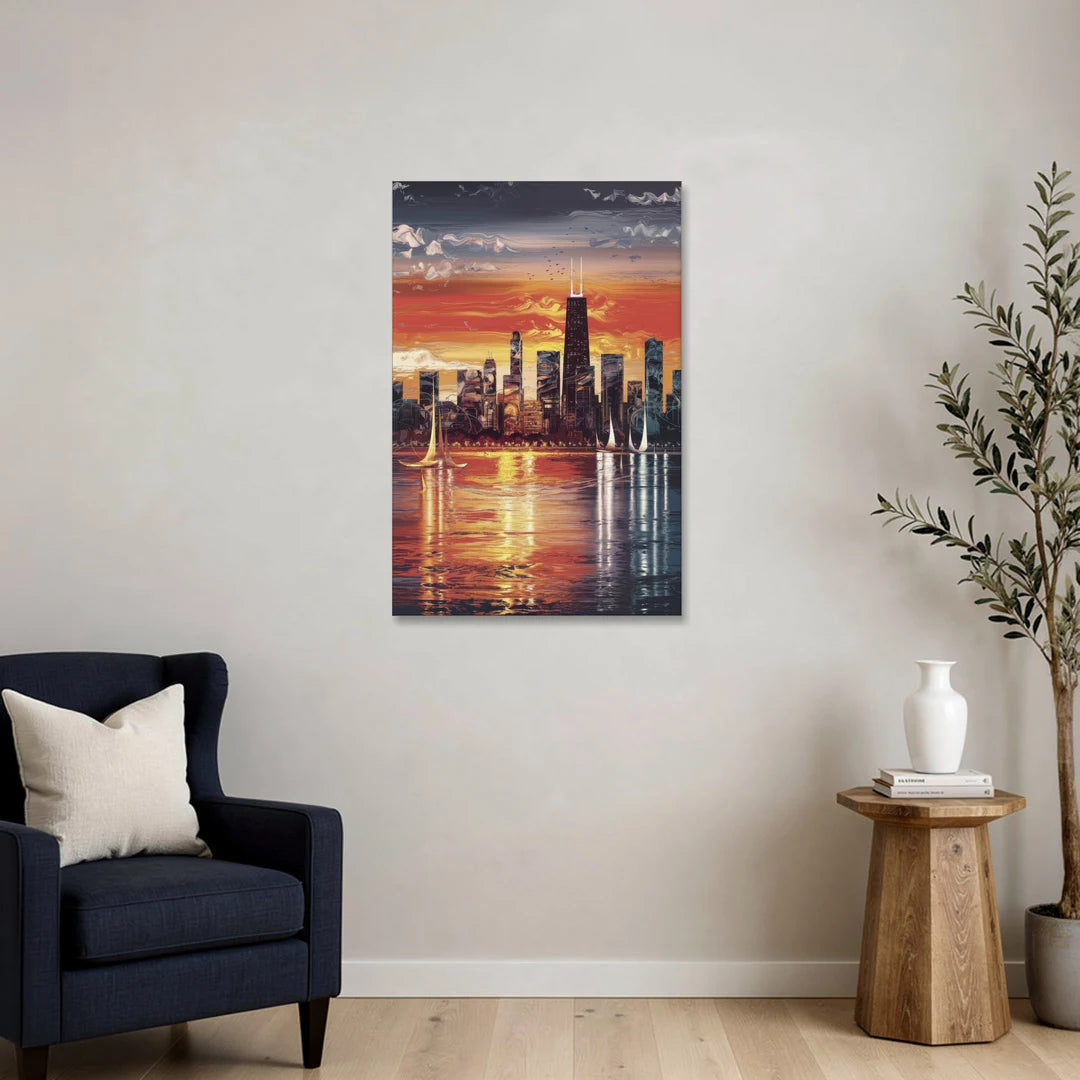 Chicago Lakefront Beauty - Canvas Wall Art - Sofa - 24x36
