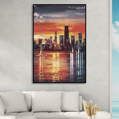 Chicago Lakefront Beauty Sitting Room - Black Canvas Wall Art