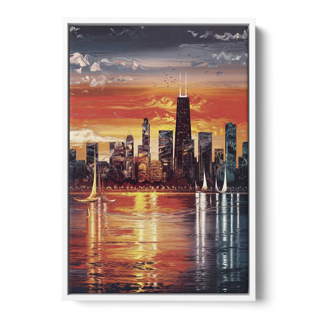 Chicago Lakefront Beauty Front - White Canvas Wall Art