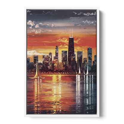 Chicago Lakefront Beauty Front - White Canvas Wall Art