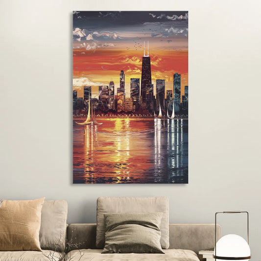 Chicago Lakefront Beauty Living Room - Canvas Wall Art