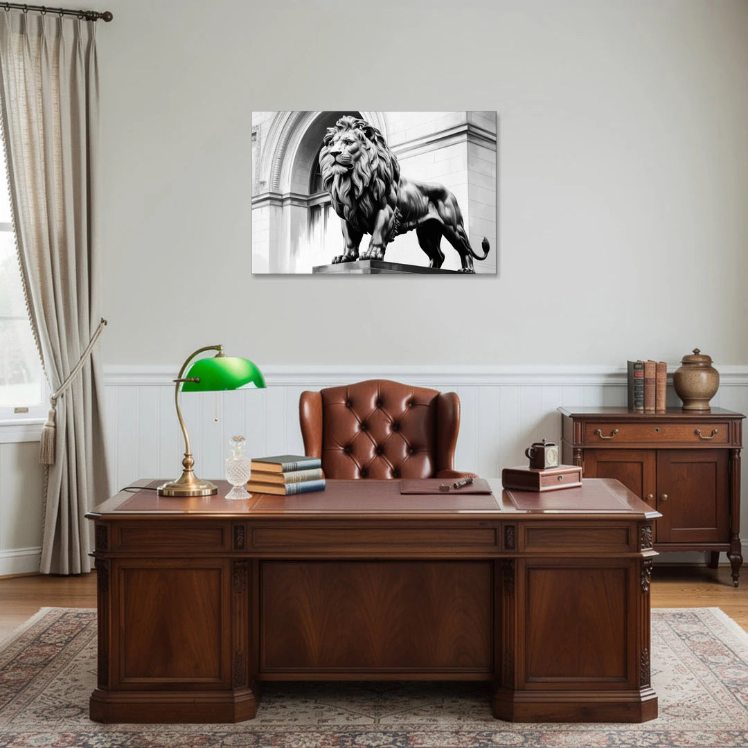 Chicago Lions at the Art Institute - Canvas Wall Art - Office - 36x24