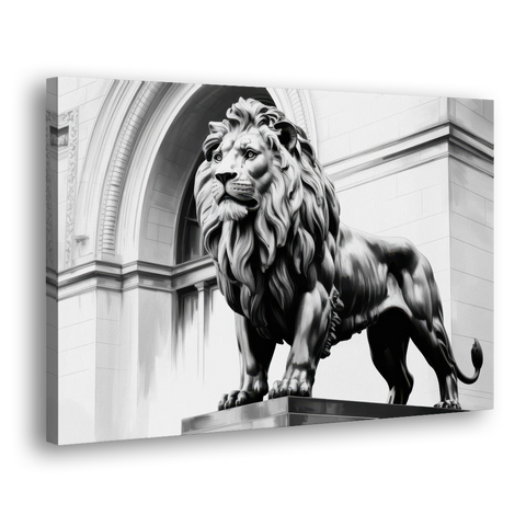 Chicago Lions at the Art Institute - Canvas Wall Art - Side
