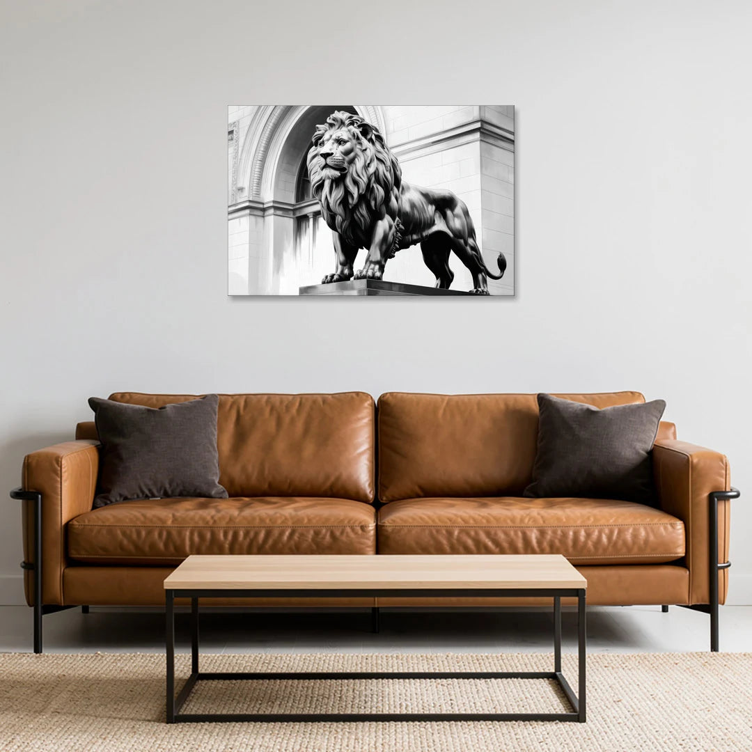 Chicago Lions at the Art Institute - Canvas Wall Art - Sofa - 36x24
