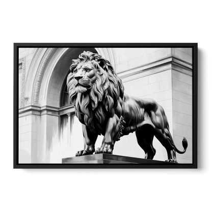 Chicago Lions at the Art Institute - Black Frame Canvas