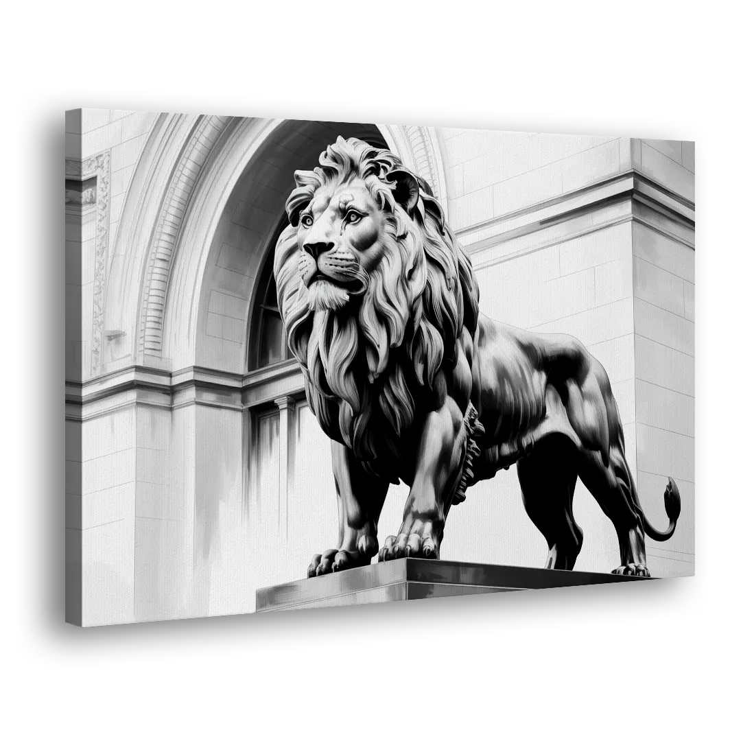 Chicago Lions at the Art Institute Side - Canvas Wall Art