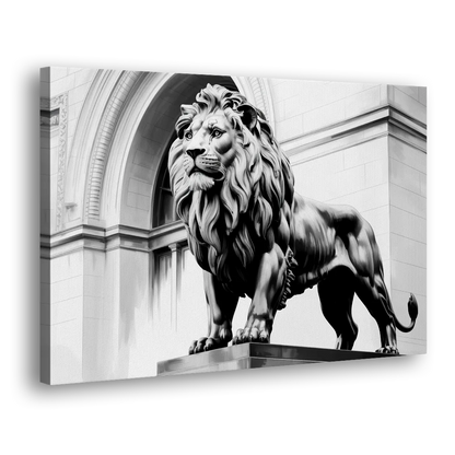 Chicago Lions at the Art Institute Side - Canvas Wall Art