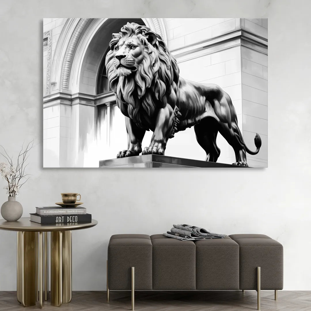 Chicago Lions at the Art Institute Living Room - Canvas Wall Art