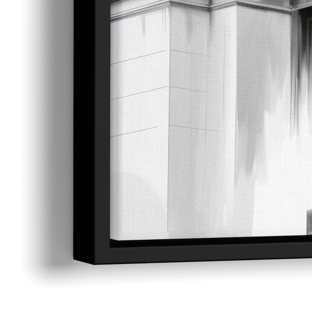 Chicago Lions at the Art Institute - Close-Up Black Frame Canvas