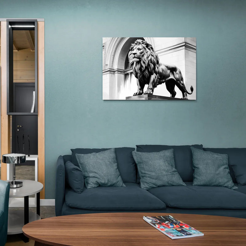 Chicago Lions at the Art Institute - Canvas Wall Art Living Room