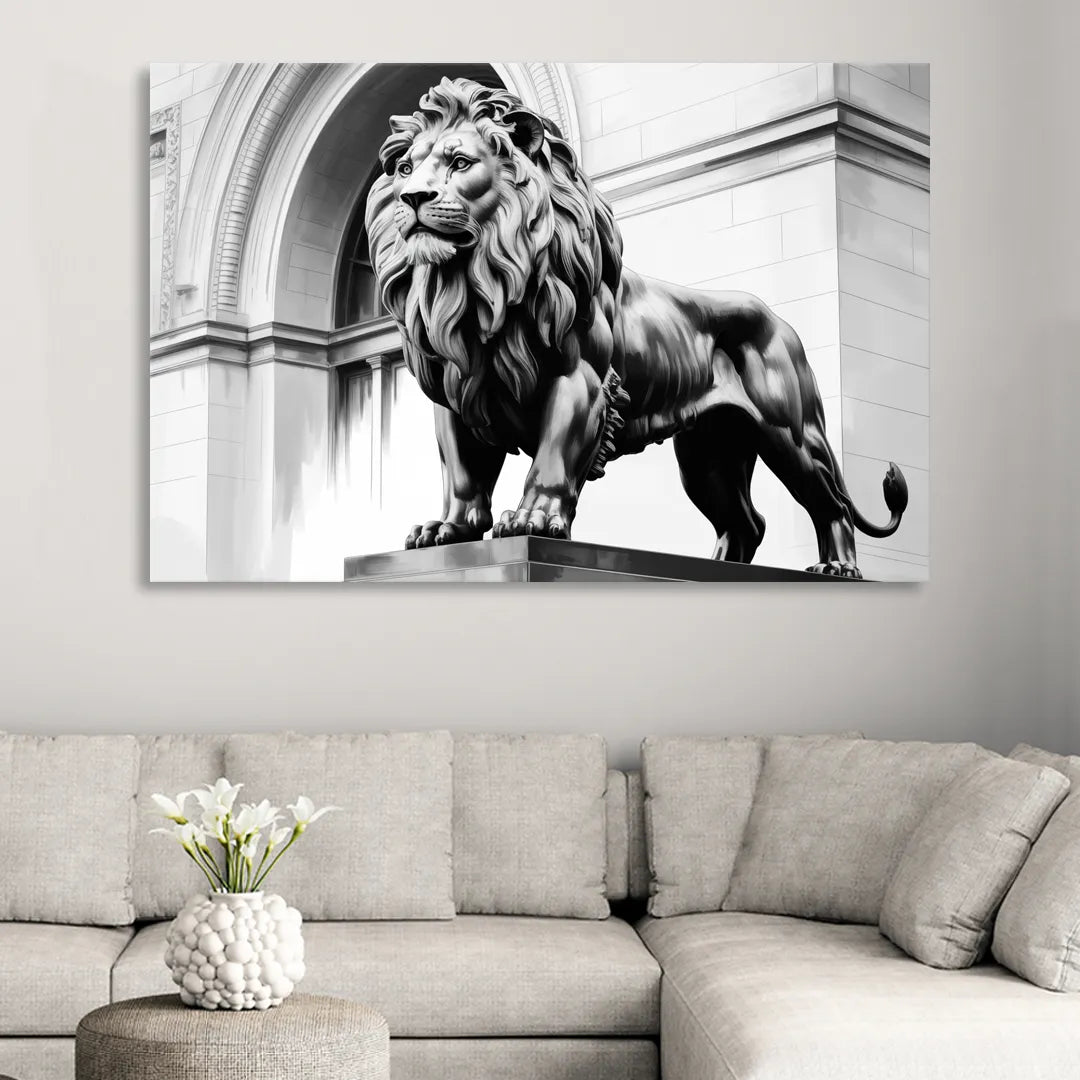 Chicago Lions at the Art Institute Sitting Room - Canvas Wall Art