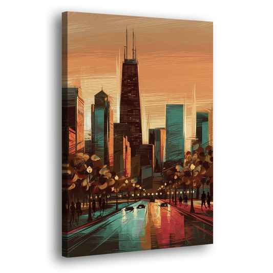 Chicago Magnificent Mile Side - Canvas Wall Art