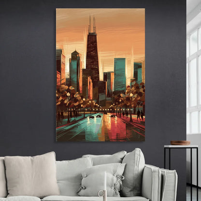 Chicago Magnificent Mile Sitting Room - Canvas Wall Art