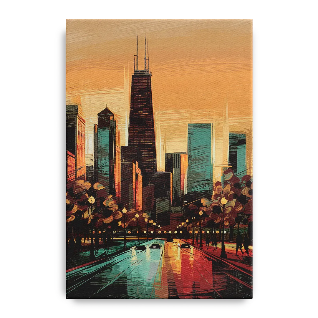 Chicago Magnificent Mile Front - Canvas Wall Art