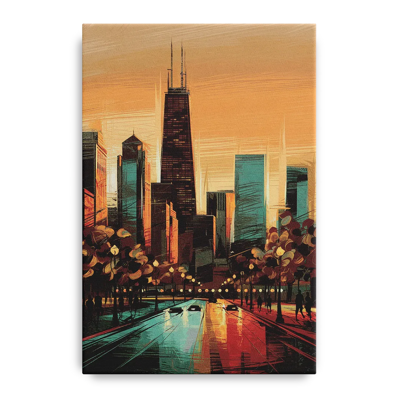 Chicago Magnificent Mile Front - Canvas Wall Art