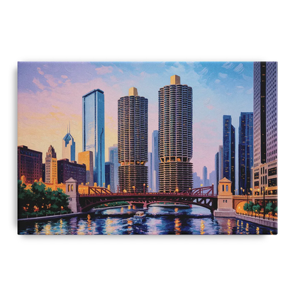 Chicago Marina City Towers Panorama - Canvas Wall Art