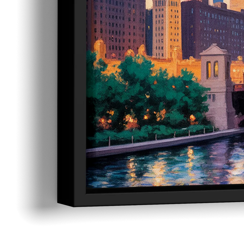 Chicago Marina City Towers Panorama - Close-Up Black Frame Canvas